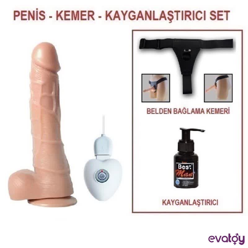 sm6139b-jpg Evatoy 20 cm Belden Bağlamalı Titreşimli Realistik Dildo Penis Set - Görsel 1